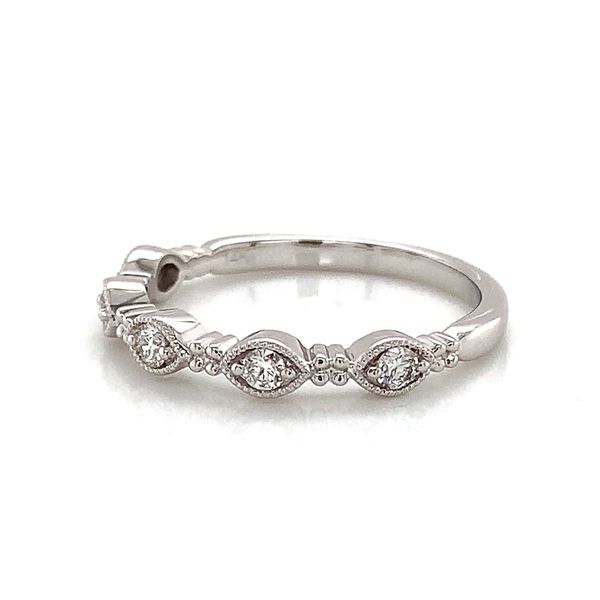 Stackable Milgrain White Gold and Diamond Ring Image 5 Geralds Jewelry Oak Harbor, WA
