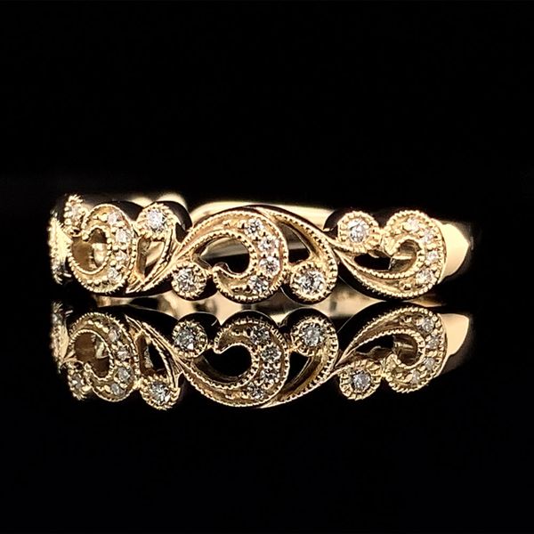 Yellow Gold Scrolling Filigree Diamond Ring Image 2 Geralds Jewelry Oak Harbor, WA