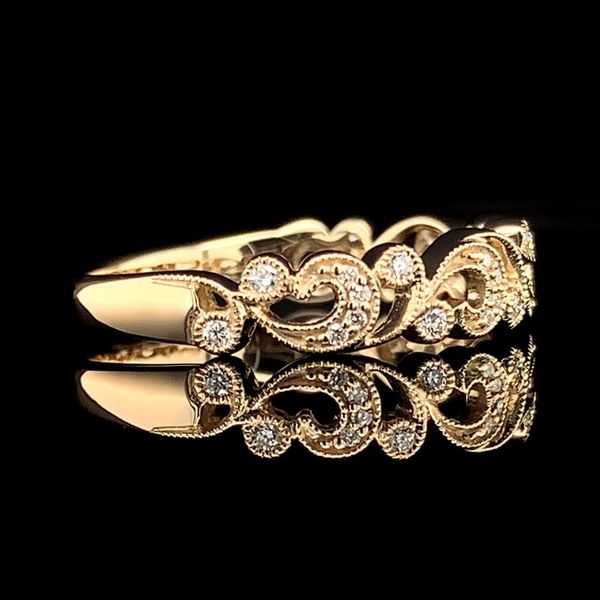 Yellow Gold Scrolling Filigree Diamond Ring Image 3 Geralds Jewelry Oak Harbor, WA