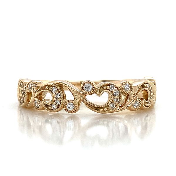 Yellow Gold Scrolling Filigree Diamond Ring Image 4 Geralds Jewelry Oak Harbor, WA