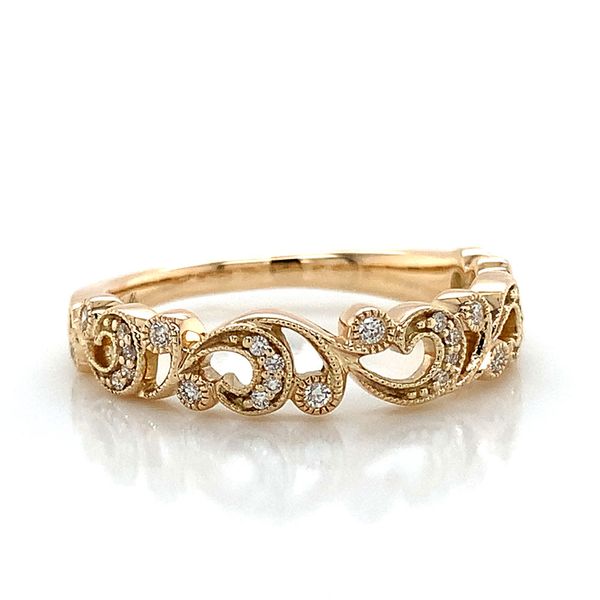 Yellow Gold Scrolling Filigree Diamond Ring Image 5 Geralds Jewelry Oak Harbor, WA