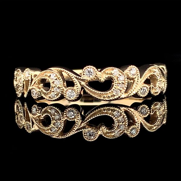 Yellow Gold Scrolling Filigree Diamond Ring Geralds Jewelry Oak Harbor, WA