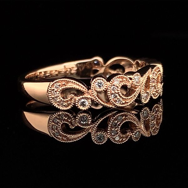Rose Gold Scrolling Filigree Diamond Ring Image 3 Geralds Jewelry Oak Harbor, WA