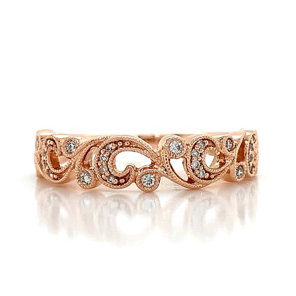 Rose Gold Scrolling Filigree Diamond Ring Image 4 Geralds Jewelry Oak Harbor, WA