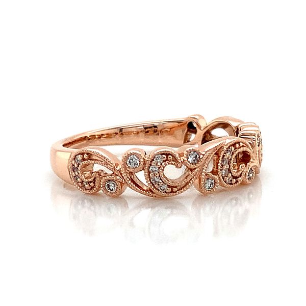 Rose Gold Scrolling Filigree Diamond Ring Image 5 Geralds Jewelry Oak Harbor, WA