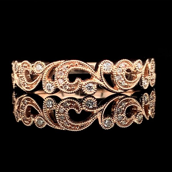 Rose Gold Scrolling Filigree Diamond Ring Geralds Jewelry Oak Harbor, WA