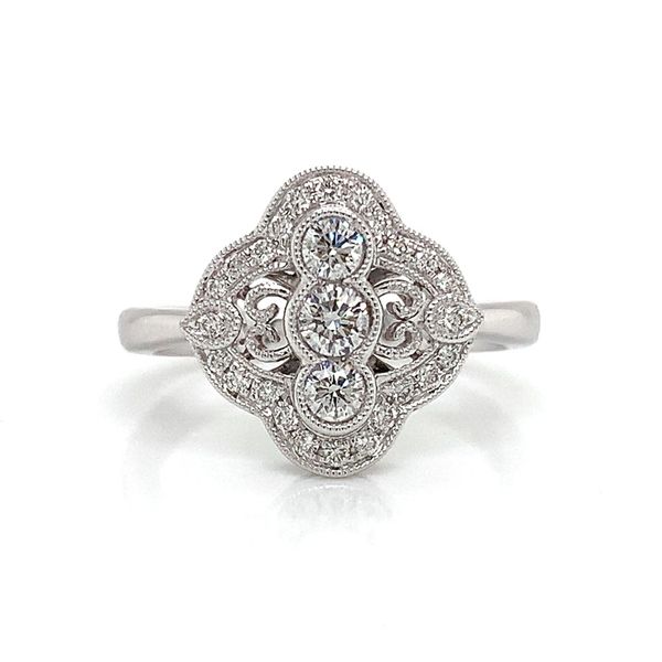 White Gold Vintage Inspired Diamond Fashion Ring Image 4 Geralds Jewelry Oak Harbor, WA