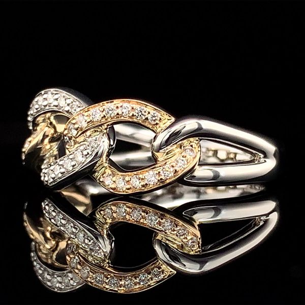 Two Tone Diamond Link Ring Image 2 Geralds Jewelry Oak Harbor, WA