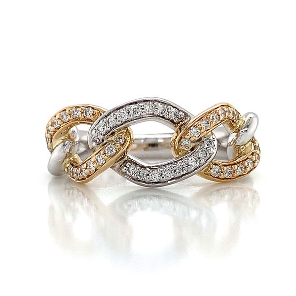 Two Tone Diamond Link Ring Image 4 Geralds Jewelry Oak Harbor, WA