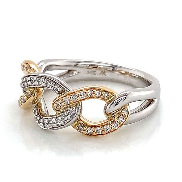 Two Tone Diamond Link Ring Image 5 Geralds Jewelry Oak Harbor, WA