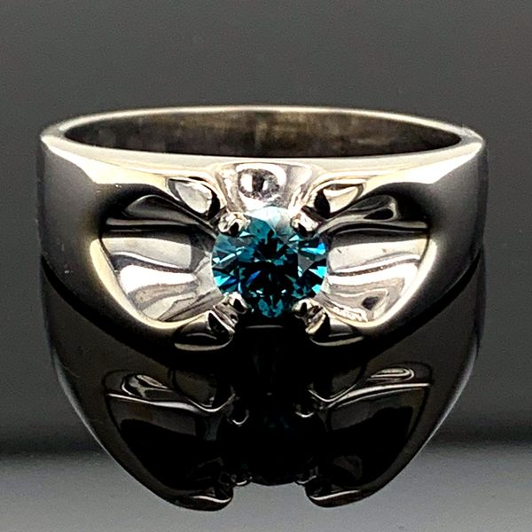 Enhanced Blue Hearts & Arrows Diamond Men's Diamond Ring Geralds Jewelry Oak Harbor, WA