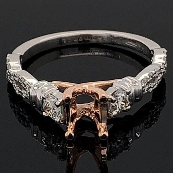 Rose and White Gold Diamond Semi Mount Engagement Ring Geralds Jewelry Oak Harbor, WA