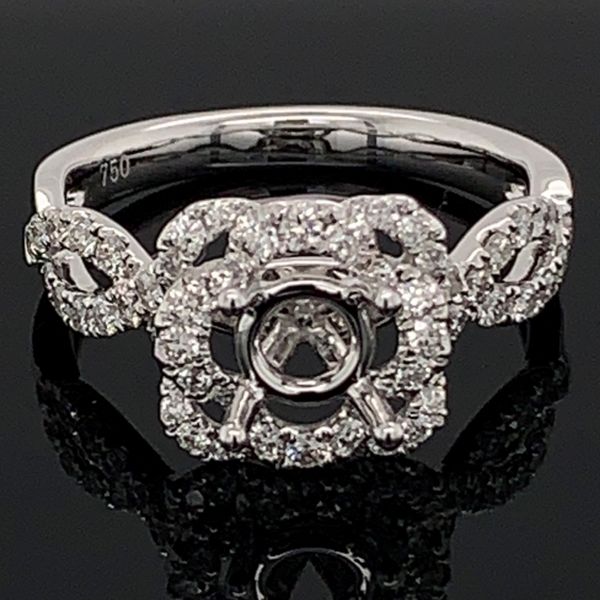 18K White Gold and Diamond Semi Mount Engagement Ring Geralds Jewelry Oak Harbor, WA