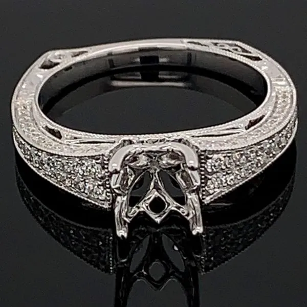 18K White Gold and Diamond Semi Mount Engagement Ring Geralds Jewelry Oak Harbor, WA