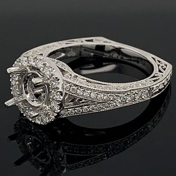 18K White Gold Diamond Semi Mount Ring Image 2 Geralds Jewelry Oak Harbor, WA