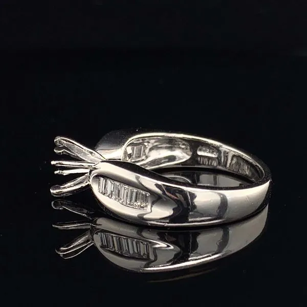 Platinum And Baguette Diamond Ladies Semi Mount Ring Image 2 Geralds Jewelry Oak Harbor, WA