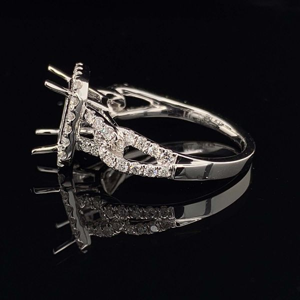 14K White Gold And Diamond Rectangular Semi Mount Ladies Ring Image 2 Geralds Jewelry Oak Harbor, WA