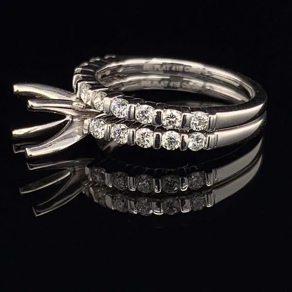 .585 Platinum And Bar Set Diamond Semi Mount Wedding Set Without Center Stone Image 2 Geralds Jewelry Oak Harbor, WA