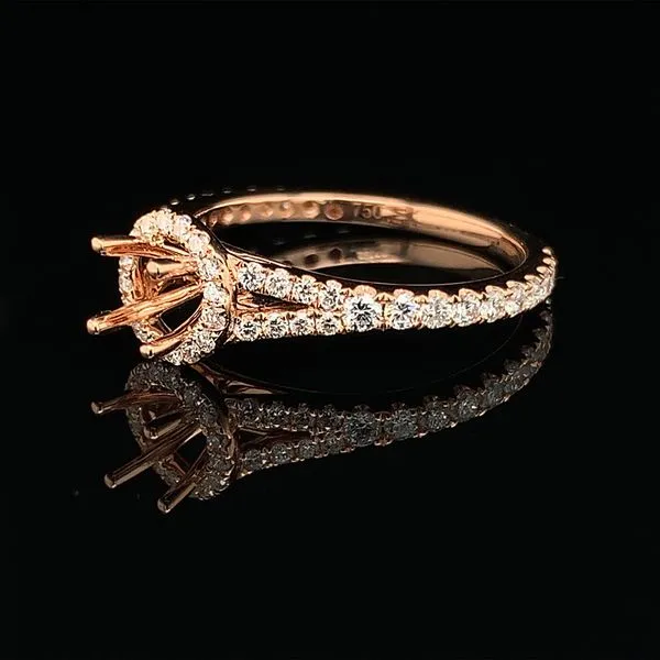 18K Rose Gold And Diamond Halo Ring Image 2 Geralds Jewelry Oak Harbor, WA