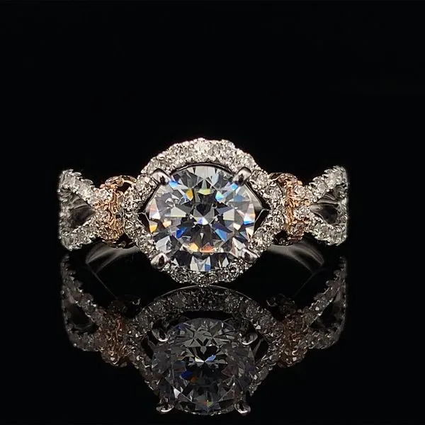 Two Tone Twisted Style and Halo Engagement Ring without Center Stone Geralds Jewelry Oak Harbor, WA