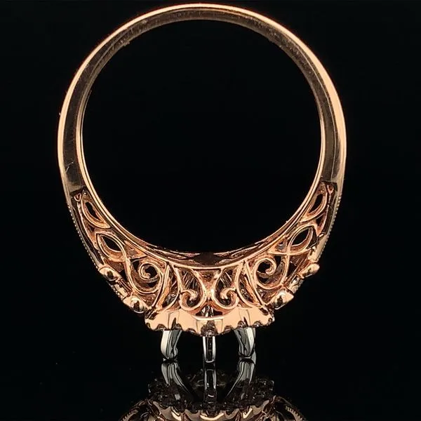 Vintage Inspired Filigree Diamond Halo Ring Without Center Stone in Rose Gold Image 3 Geralds Jewelry Oak Harbor, WA