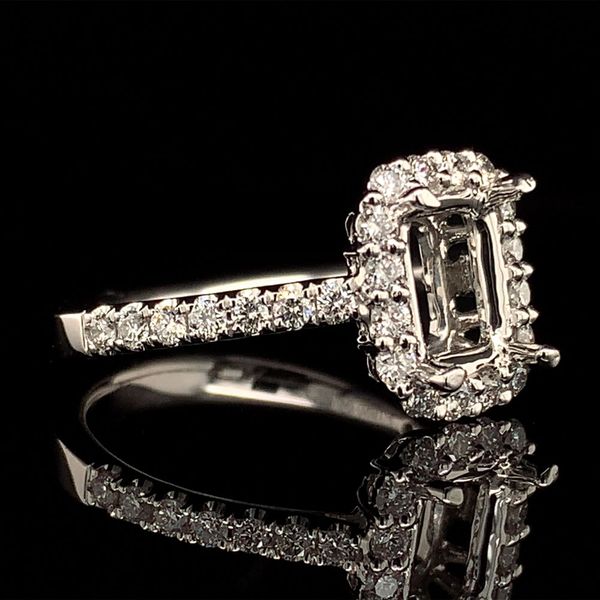 Platinum And Diamond Halo Ring without Center Stone Image 2 Geralds Jewelry Oak Harbor, WA