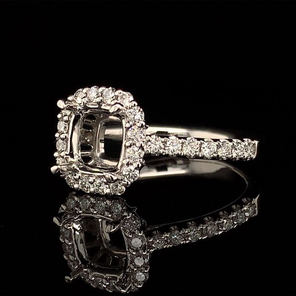 Platinum And Diamond Halo Ring without Center Stone Image 2 Geralds Jewelry Oak Harbor, WA