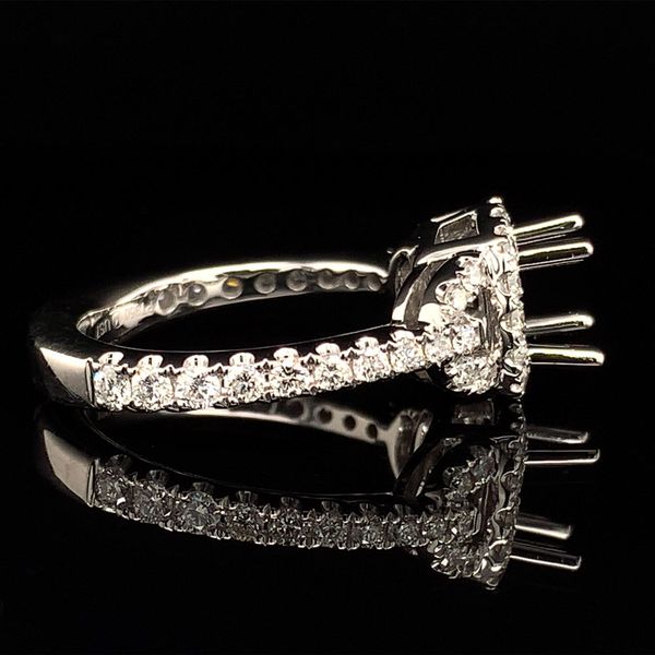 Platinum And Diamond Halo Ring without Center Stone Image 3 Geralds Jewelry Oak Harbor, WA
