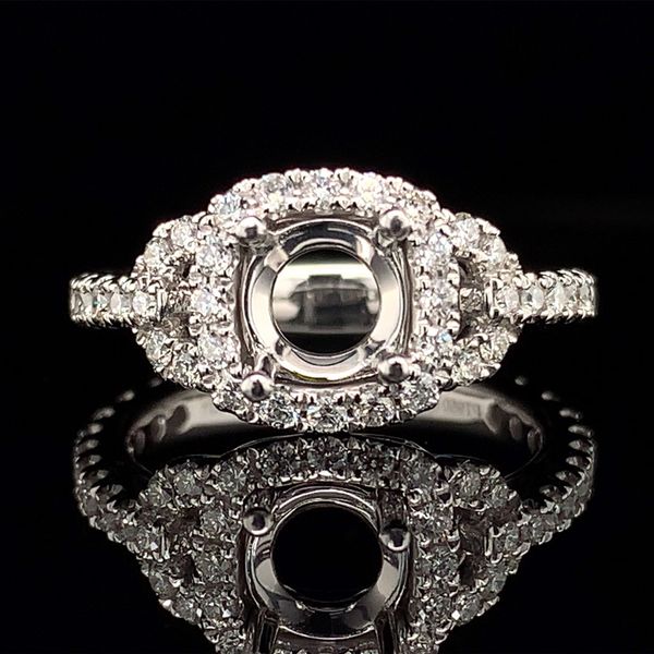Platinum And Diamond Halo Ring without Center Stone Geralds Jewelry Oak Harbor, WA