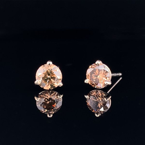 .76Ct Total Weight Cognac Diamond Stud Earrings Image 2 Geralds Jewelry Oak Harbor, WA