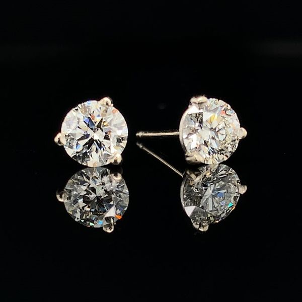 Hearts & Arrows Cut Diamond Earrings, 1.03ct Total Weight Image 2 Geralds Jewelry Oak Harbor, WA