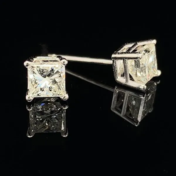 Princess Cut Diamond Stud Earrings, .75ct Total Weight Image 2 Geralds Jewelry Oak Harbor, WA