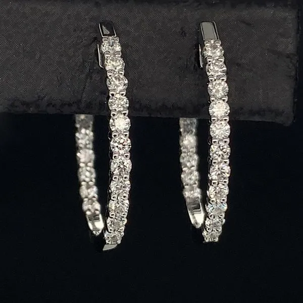 18K White Gold And Diamond Inside Out Hoop Earrings Geralds Jewelry Oak Harbor, WA