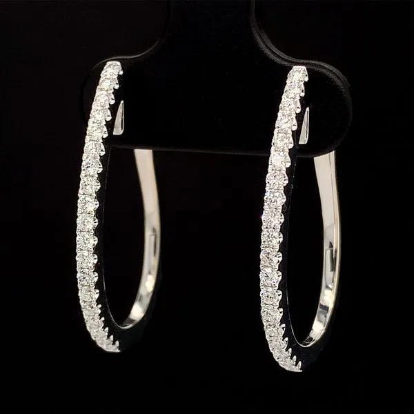Diamond Lever Back Hoop Earrings in 18K White Gold Image 2 Geralds Jewelry Oak Harbor, WA