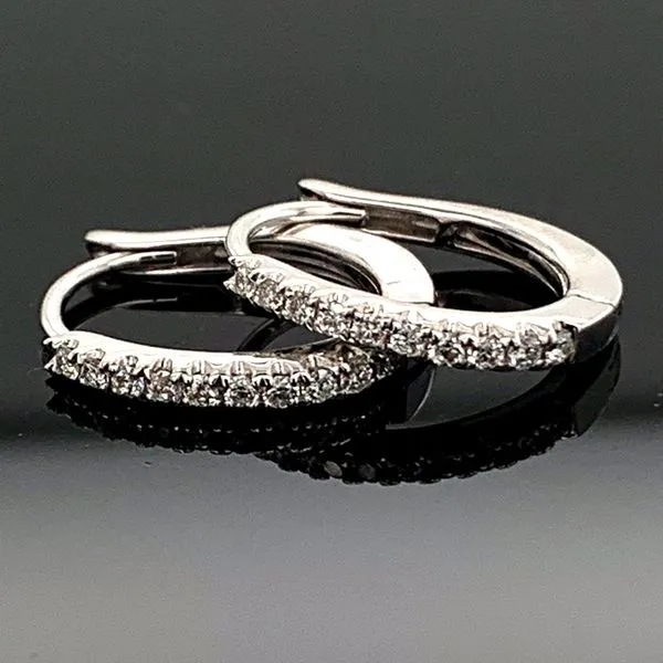 Diamond Leverback Hoop Earrings, .16Ct Total Weight Image 2 Geralds Jewelry Oak Harbor, WA