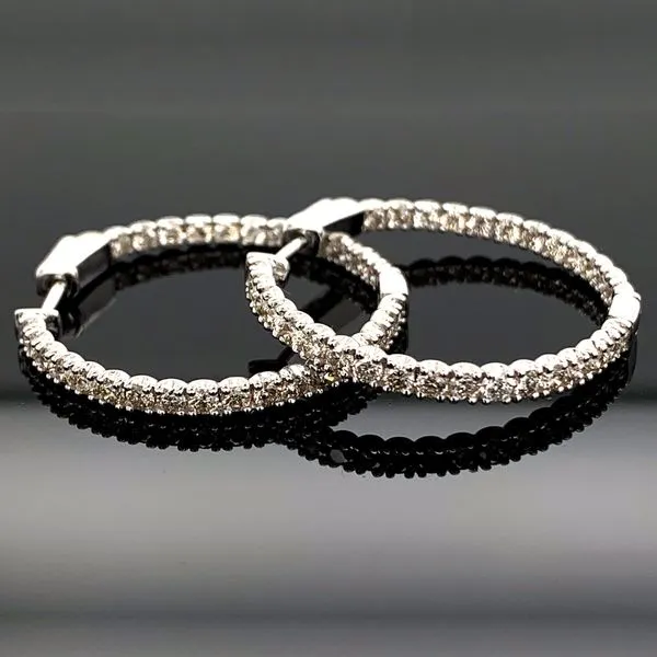 2.00Ct Total Weight Inside Out Diamond Hoop Earrings Image 2 Geralds Jewelry Oak Harbor, WA