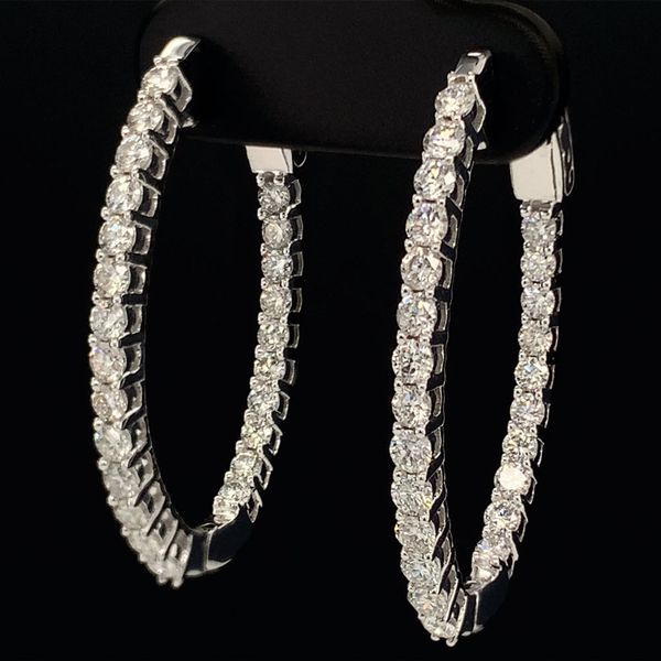 Inside Out Diamond Hoop Earrings, 1.50Ct Total Diamond Weight Image 2 Geralds Jewelry Oak Harbor, WA