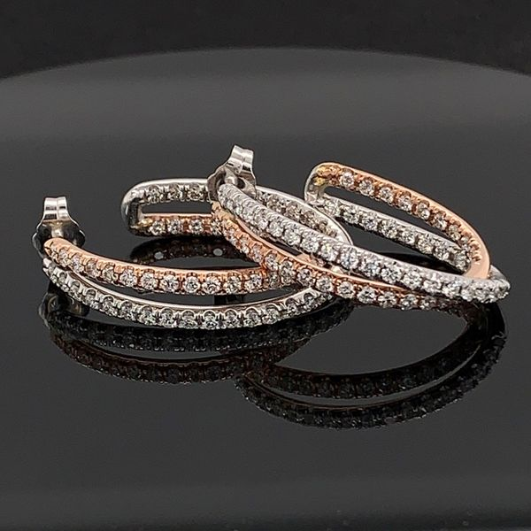 Rose and White Gold Diamond Inside Out Hoop Earrings Geralds Jewelry Oak Harbor, WA