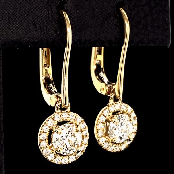Hearts And Arrows Diamond Halo Earrings, .74Ct Total Weight Image 2 Geralds Jewelry Oak Harbor, WA