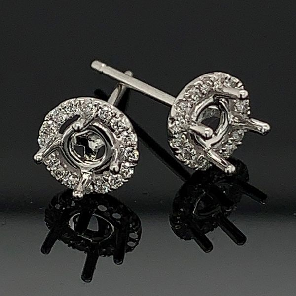 18K White Gold Halo Style Diamond Earrings Geralds Jewelry Oak Harbor, WA