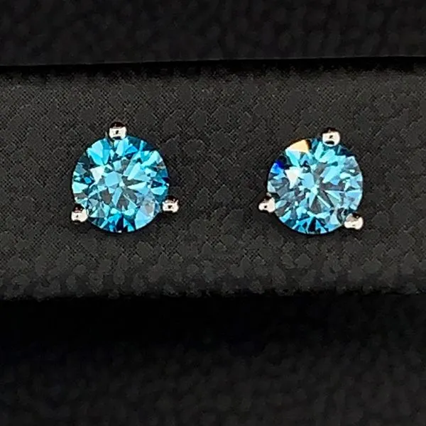 Blue Hearts And Arrows Diamond Stud Earrings Image 2 Geralds Jewelry Oak Harbor, WA