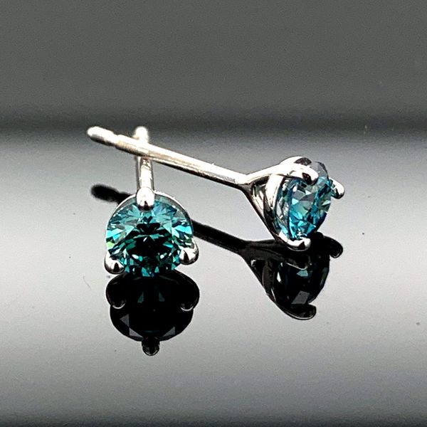 Hearts And Arrows Blue Diamond Stud Earrings Geralds Jewelry Oak Harbor, WA