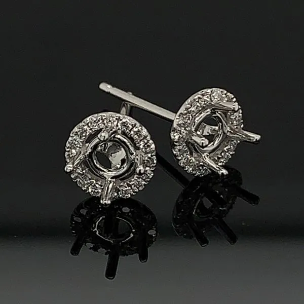 18K White Gold Halo Style Diamond Earrings Geralds Jewelry Oak Harbor, WA