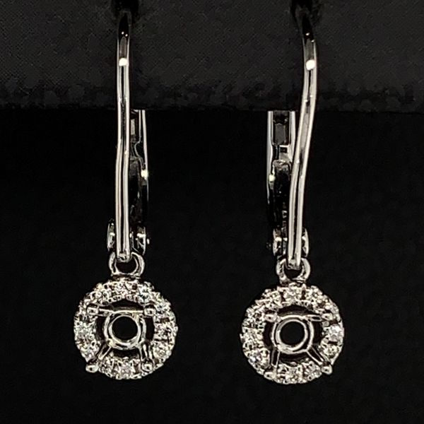 18K White Gold Halo Style Semi Mount Earrings Geralds Jewelry Oak Harbor, WA