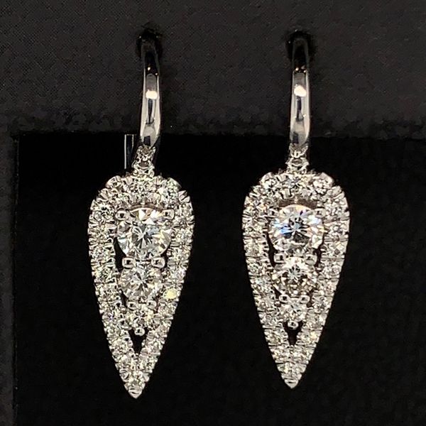 Gabriel & Co. Long Cluster Teardrop Diamond Earrings Geralds Jewelry Oak Harbor, WA