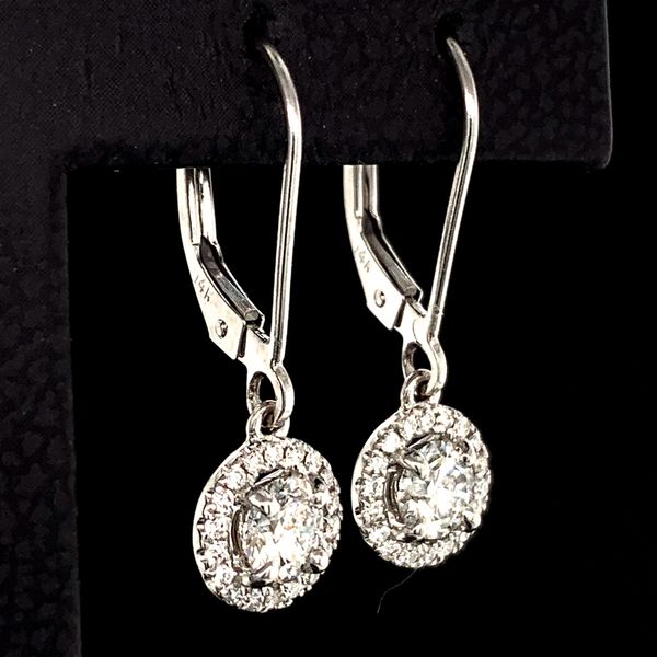 Hearts And Arrows Diamond Halo Earrings, .78ct Total Weight Image 2 Geralds Jewelry Oak Harbor, WA