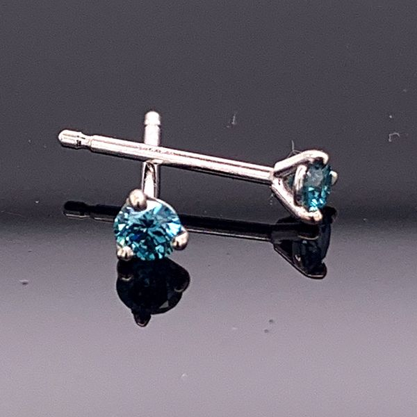 .15Ct Total Weight Enhanced Blue Diamond Stud Earrings Geralds Jewelry Oak Harbor, WA