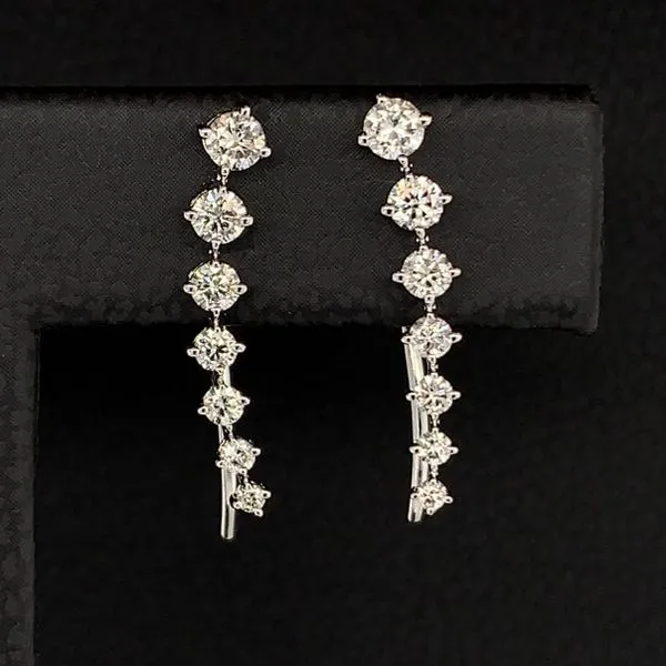 Gabriel & Co. 14K White Gold Graduated Round Diamond Ear Climber Earrings Geralds Jewelry Oak Harbor, WA