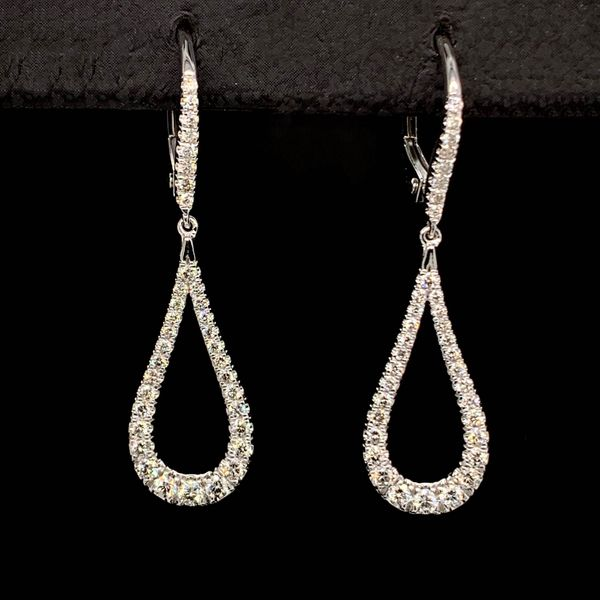 Gabriel & Co. 14K White Gold Contoured Pear Shaped Diamond Drop Earrings Geralds Jewelry Oak Harbor, WA