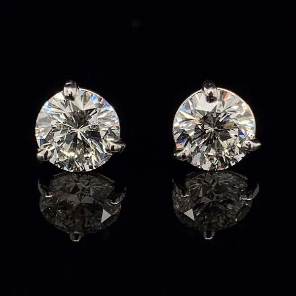 Round Brilliant 97 Facet, 2.00Ct Total Weight Diamond Stud Earrings Geralds Jewelry Oak Harbor, WA